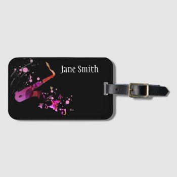 Saxophone Name Brass Instrument Case Luggage Tag by Juicyhues at Zazzle