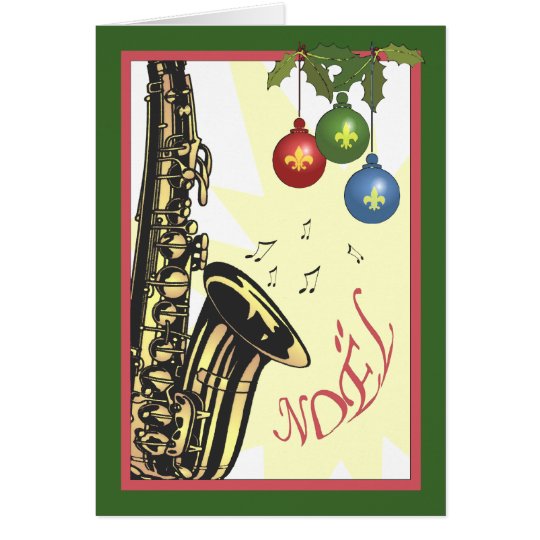 Saxophone New Orleans Jazz Christmas Card | Zazzle.com