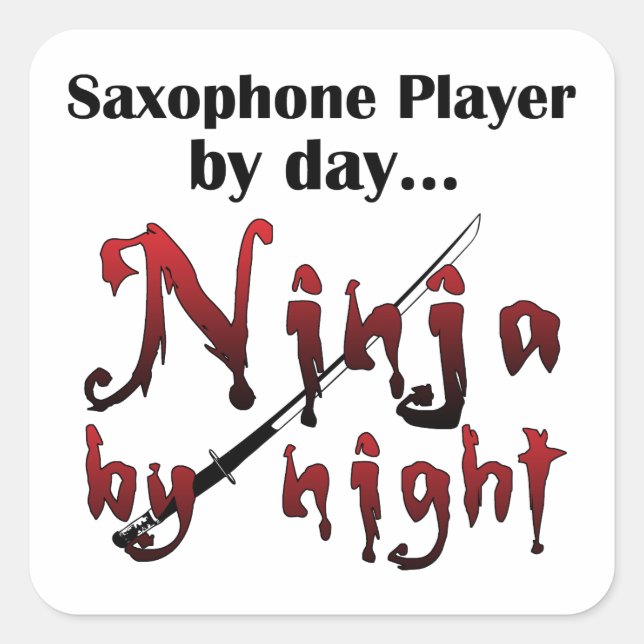 Saxophone Ninja Square Sticker (Front)