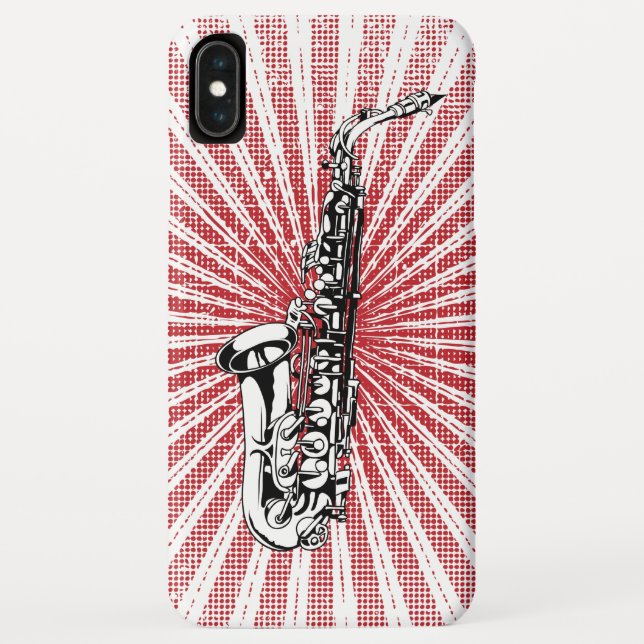 Saxophone on Grunge Red Sunburst Case-Mate iPhone Case (Back)