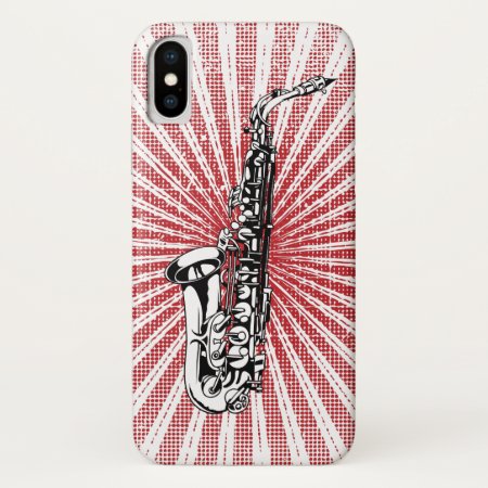 Saxophone On Grunge Red Sunburst Iphone Xs Case