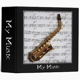 Saxophone on Music Sheet - Elegant Jazz Binder