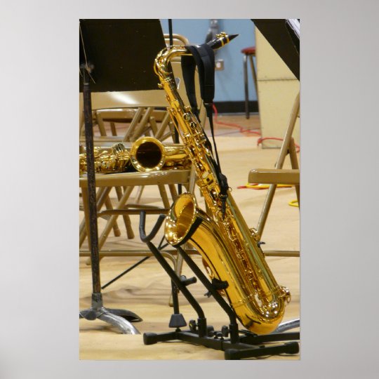Saxophone on Stand at Jazz Recital Poster