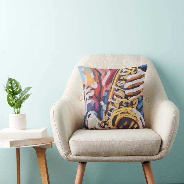 Saxophone Painting  -Gift for Music Lovers Throw Pillow (Chair)