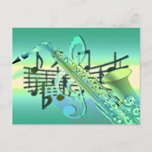 Saxophone Pastel Abstract Design Postcard