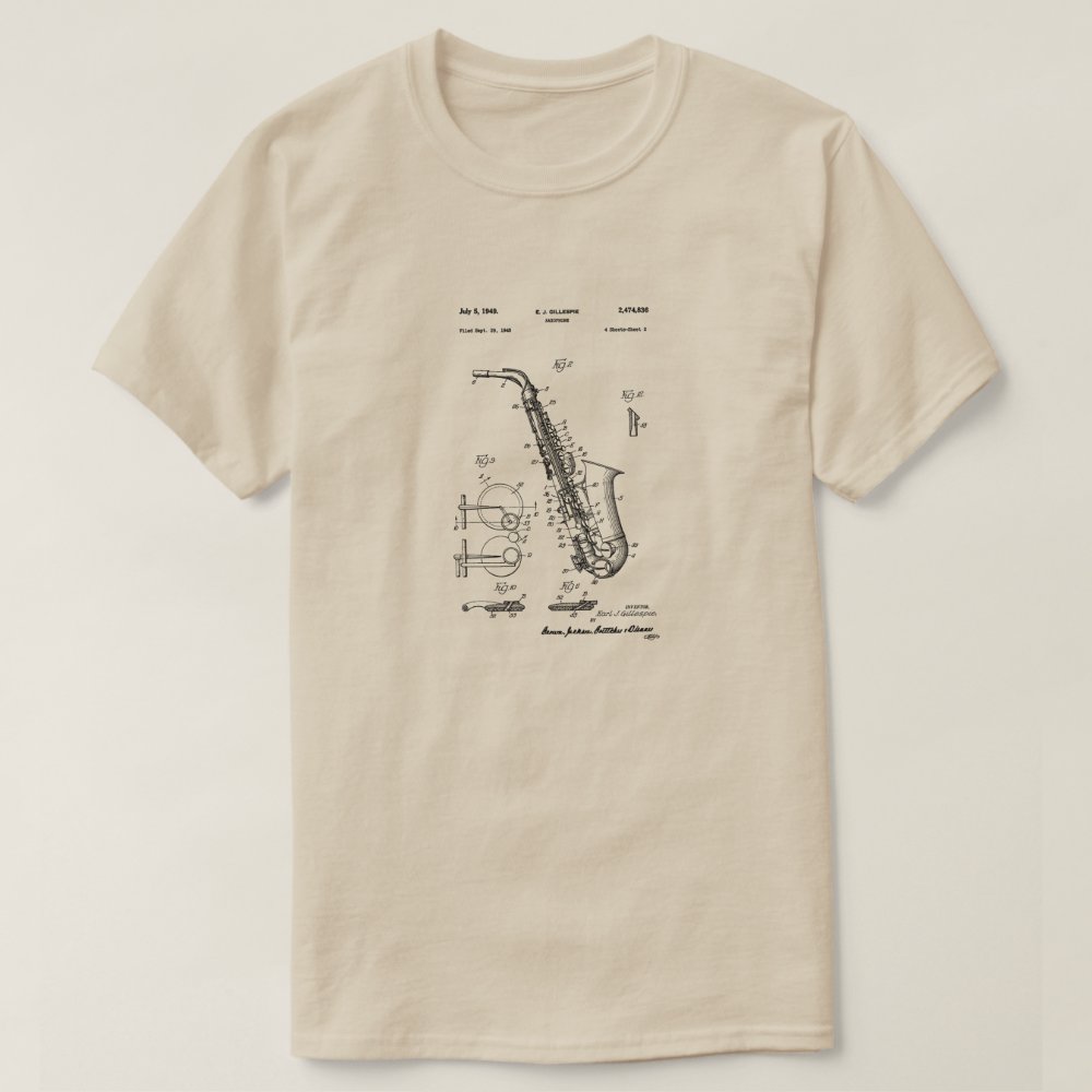 Disover Saxophone Patent Drawing 1949 T-Shirt