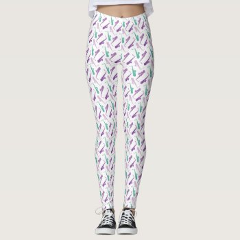Saxophone Pattern Purple Teal Leggings by marchingbandstuff at Zazzle