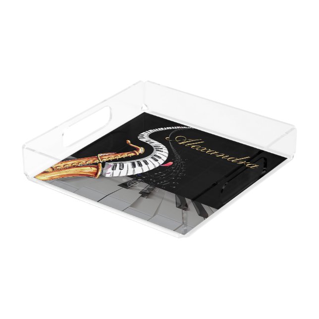Saxophone Personalized Acrylic Tray (Angled)