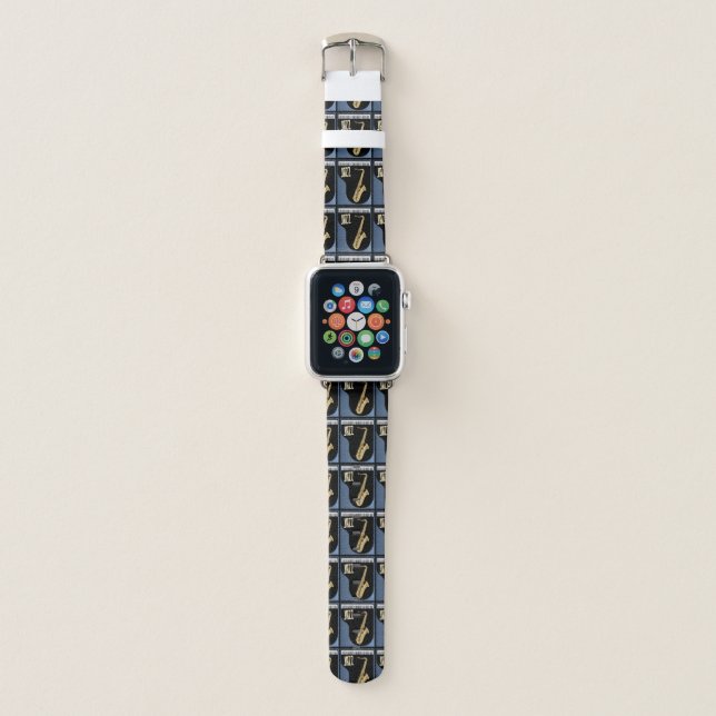 Saxophone Piano Background Apple Watch Band (Front)