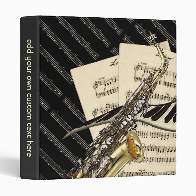 Saxophone & Piano Music Design Personalized Binder (Front/Spine)