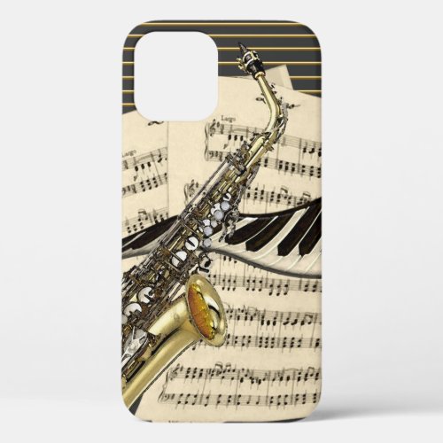 Saxophone  Piano Music Illustration iPhone 12 Pro Case