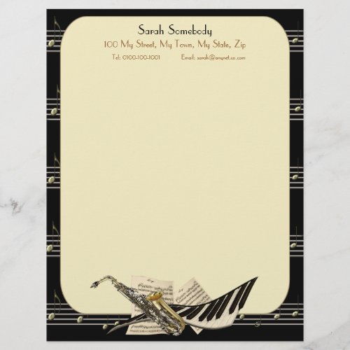 Saxophone  Piano Music Letterhead