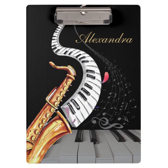 Saxophone Piano Music Luxury Personalized Clipboard (Front)