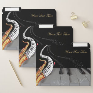 Saxophone Piano Music Note Personalized File Folder