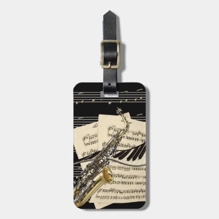Saxophone & Piano Music Personalized Luggage Tag