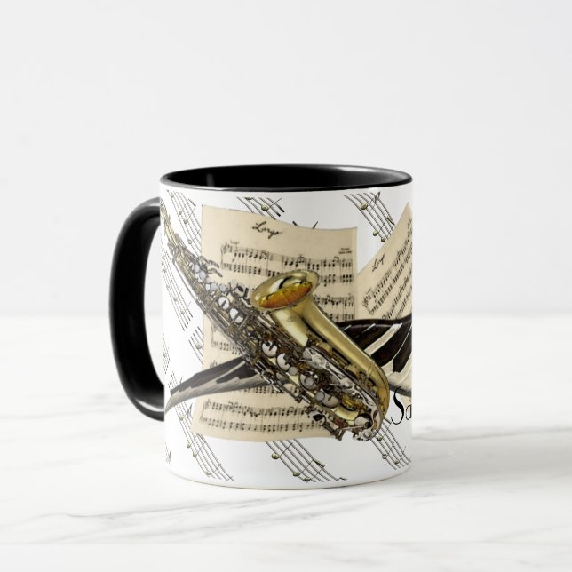 Saxophone & Piano Music Personalized Mug (Front Left)