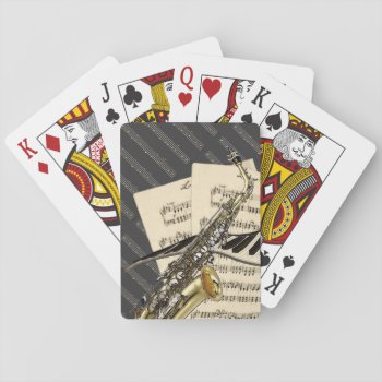 Saxophone & Piano Music Playing Cards by Specialeetees at Zazzle