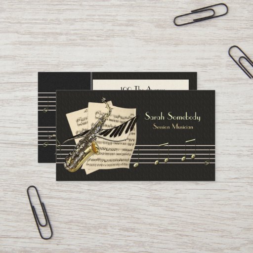 Customizable Saxophone &amp; Piano Music Profile Card Business Card