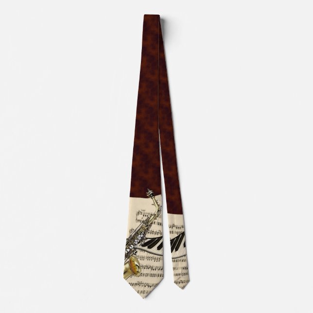 Saxophone & Piano Music Tie (Front)