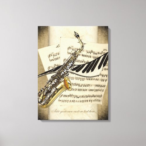 Saxophone  Piano Personalized Wall Canvas