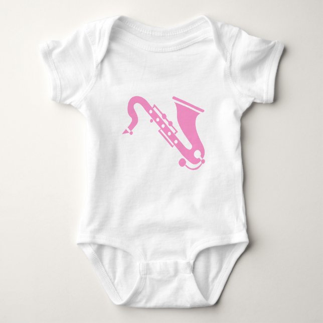 Saxophone - Pink Baby Bodysuit (Front)