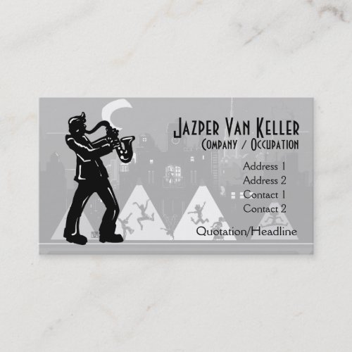 Saxophone Player Black Silhouette Business Card