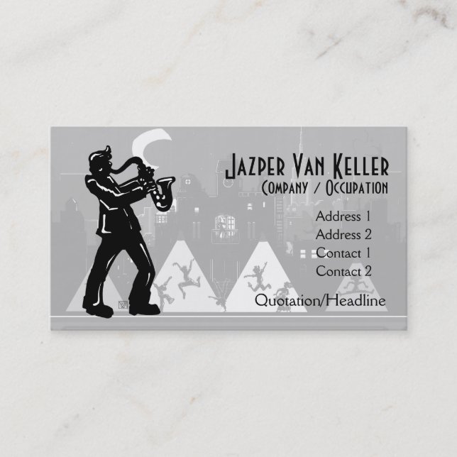 Saxophone Player Black Silhouette Business Card (Front)