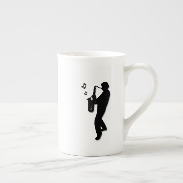 Saxophone Player Bone China Mug (Right)