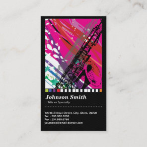 Saxophone Player - Cool Abstract Drawing - QR Code Business Card