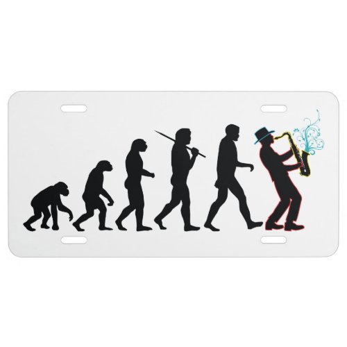 Saxophone Player Evolution License Plate