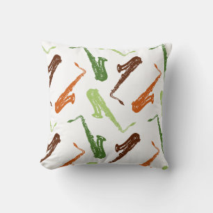Saxophone Player Gift Jazz Band Music Instrument Throw Pillow