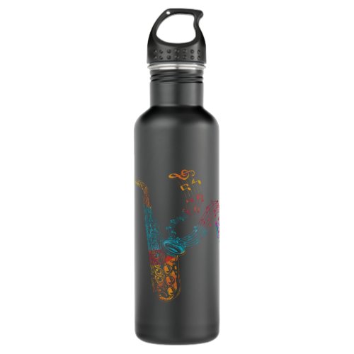 Saxophone Player Gift Music Notes Saxophone Pullov Stainless Steel Water Bottle