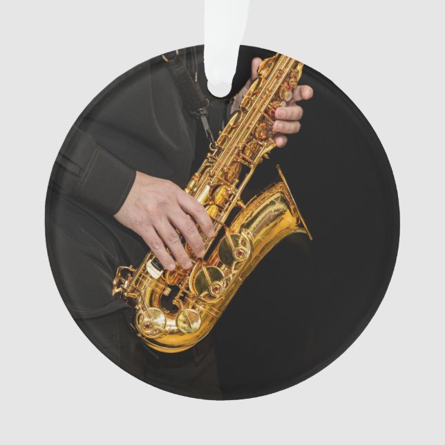 Saxophone Player hands Saxophonist playing jazz Ornament (Front)