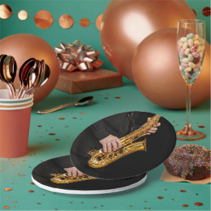 Saxophone Player hands Saxophonist playing jazz Paper Plates