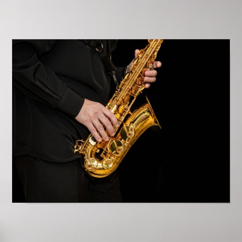 Saxophone Player hands Saxophonist playing jazz  Poster