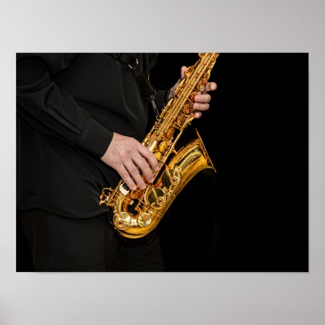 Saxophone Player hands Saxophonist playing jazz  Poster (Front)