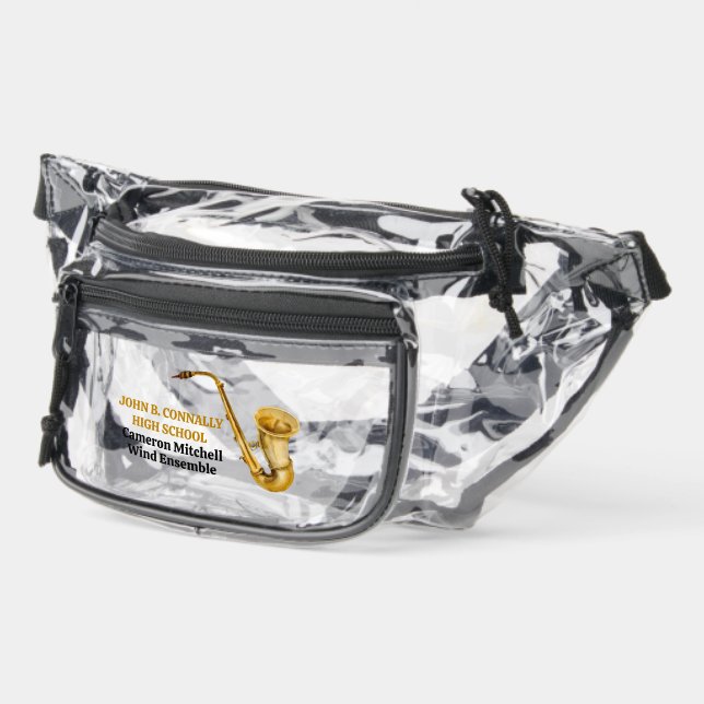 Saxophone Player High School Band Custom Clear Fanny Pack (Left)