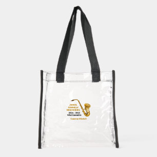Saxophone Player High School Band Custom Clear Tote Bag