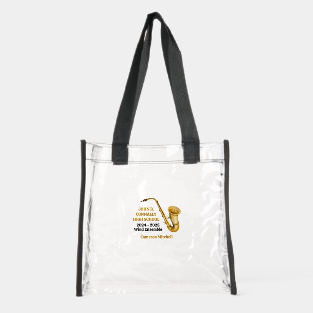 Saxophone Player High School Band Custom Clear Tote Bag (Front)