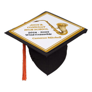 Saxophone Player High School Band Personalized Graduation Cap Topper
