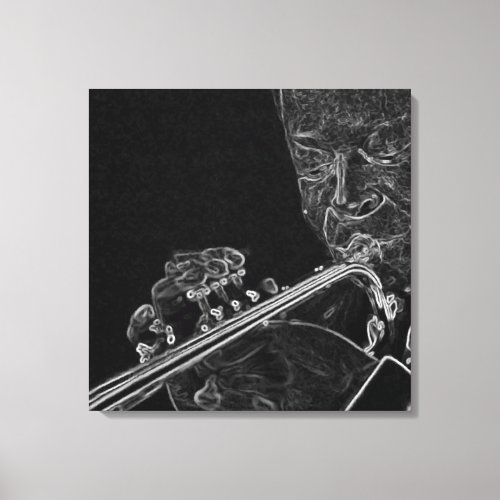 Saxophone player in Black and White Canvas Print