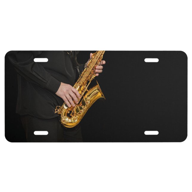 Saxophone Player Jazz License Plate – Music Lover  (Front)