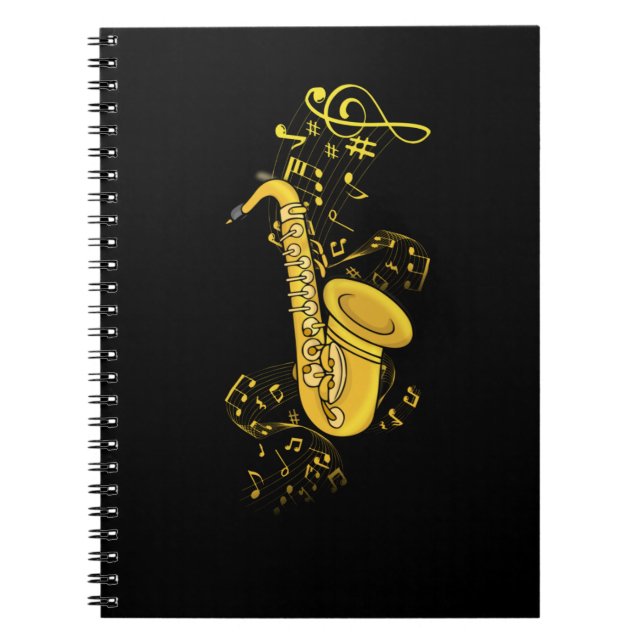 Saxophone Player Jazz Music Gift Men Big Band Notebook (Front)