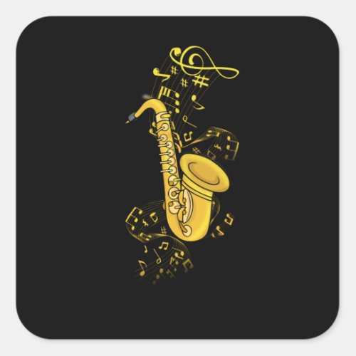 Saxophone Player Jazz Music Gift Men Big Band Square Sticker