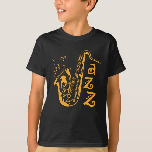 Saxophone Player Jazz Music Lover Musical Notes T_Shirt