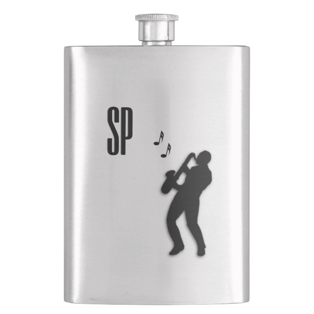 Saxophone Player Monogram Flask (Front)