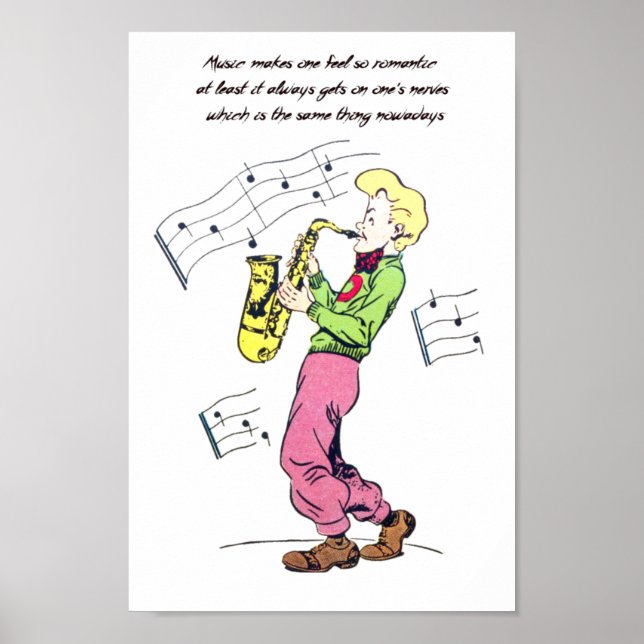 Saxophone Player Music Quotes comic book art Poster (Front)