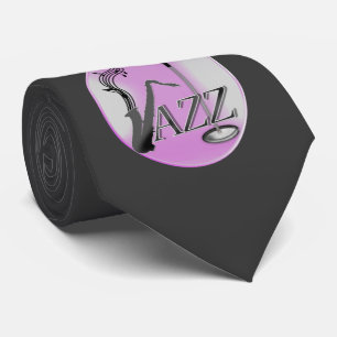 Saxophone Player Musical Notes Jazz Music Neck Tie
