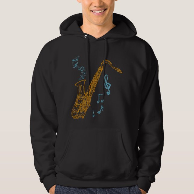 Saxophone Player Musician Jazz Music Art Hoodie (Front)