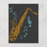 Saxophone Player Musician Jazz Music Art Postcard at Zazzle